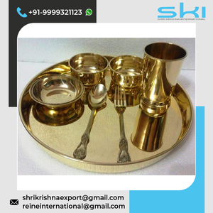 Vente chaude traditionnel indien dîner serveur ensemble écologique en laiton métal avec Thali plaque Katori bols tasse cuillère vendeur de confiance - Product Image 4