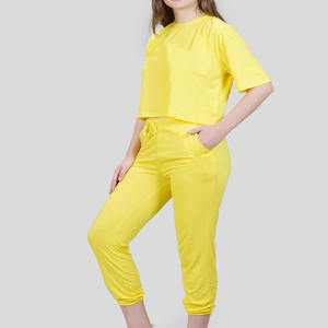 Nuevo y elegante chándal con logotipo personalizado, Tops cortos con hombros caídos, sudaderas con capucha y chándal para correr, conjunto de 2 piezas, chándales para mujer - Product Image 2