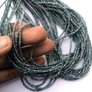 2Mm 3Mm 4Mm Tự Nhiên Màu Xanh Kim Cương Mặt Rondelle Hạt Sợi Nhà Máy Đại Lý Giá Kim Cương Đá Bán Buôn Ấn Độ Surat Bất - Product Image 2