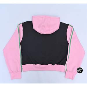 Sweat à capuche court pour femmes crop top imprimé bouffant manches raglan brodées avec logo personnalisé couleur assortie à capuche pour l'hiver vente en gros - Product Image 5