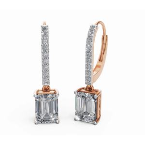 Pendientes de Aro de Diamantes de Corte Esmeralda Clásicos de Oro de 18 Quilates de Alta Exclusividad, Joyería Cultivada en Laboratorio, Exportación al por Mayor B2B - Product Image 4