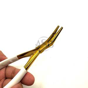 Nez incurvé 7 pouces Pince à micro-perles Outil d'extension de cheveux multifonctionnel en acier inoxydable avec impression de logo personnalisé OEM - Product Image 1