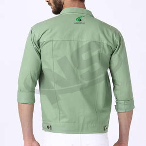 Veste en jean à logo personnalisé pour hommes veste en jean en coton de couleur unie mode de rue OEM vente directe d'usine - Product Image 3