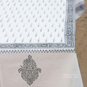 Indian Cotton Canvas Hand Block Printed Floral Table Cloth 4 Seater, 6 Seater and 8 Seater - Product Image 6