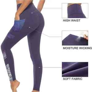 Leggings de yoga de gymnastique de taille haute pour femmes à taille élastique sur mesure pantalon 100% coton Fitness porte des leggings pour femmes - Product Image 2