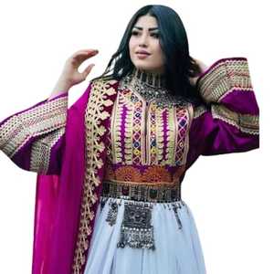 ชุดเดรสยาวผู้หญิงดีไซน์ดั้งเดิม ขายส่ง ชุดเดรสปักลายสไตล์อัฟกานิสถานสำหรับงานปาร์ตี้ คุณภาพสูง - Product Image 1