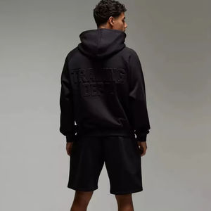 ชุดวอร์มสั้นสำหรับผู้ชายโอเวอร์ไซส์ลายนูนมีฮู้ดสำหรับผู้ชายชุดวอร์มลำลองระบายอากาศได้ดีและสวมใส่สบายออกแบบได้ตามต้องการ - Product Image 1