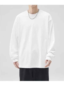 T-shirts à manches longues à col rond pour hommes 100% coton surdimensionné personnalisé de haute qualité 260 T-shirts tricotés épais décontractés - Product Image 4