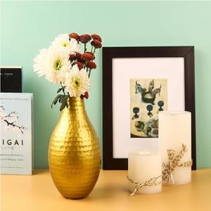 Jarrón en forma de pera de Metal dorado martillado decoración del hogar elegante florero de Metal dorado centro de mesa al por mayor - Product Image 4