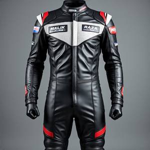 Traje de motorista de cuero al por mayor para motos y carreras de coches, colores y logotipos personalizables - Product Image 6