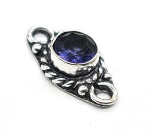 Conector de doble bucle de piedras preciosas de amatista Chapado en plata antigua 20X11mm NC26, fabricación de joyas, Conector de abalorio, lote de joyas - Product Image 2