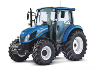 Tracteur agricole Solis 90HP 4 roues motrices avec cabine, transmission par engrenages, bleu, respectueux de l'environnement