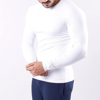 Custom Slim Fit manga larga de alta calidad de compresión Super Stretch Running hombres de compresión gimnasio camisetas