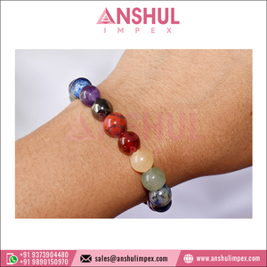 Premium Quality Wholesale Fashion Jewelry 8mm Round <b>Gemstone</b> Beaded 7 Chakra Crystal <b>Bracelet</b> from Indian Supplier - Product Image 3