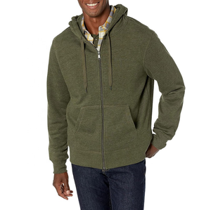 Vente en gros de sweats à capuche pour hommes de haute qualité, coupe classique, logo personnalisé, décontractés, élégants, avec poche, fermeture éclair, imperméables, tricotés, 400g, teinture unie - Product Image 1