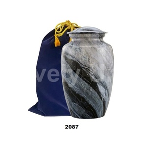 <b>Large</b> Handcrafted Marble Finished Cremation Adult <b>Urn</b> for Human Ashes With Free Velvet Bag - Product Image 1