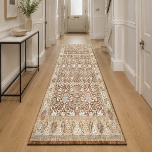 พรมเชนิลล์ลายเมดัลเลียนแบบดั้งเดิมสีเบจน้ำตาล รุ่น LXDP-0149 จาก RUGS DEPOT สำหรับขายส่ง พิมพ์ลายดิจิทัล ซักเครื่องได้ ไม่ลื่น - Product Image 5