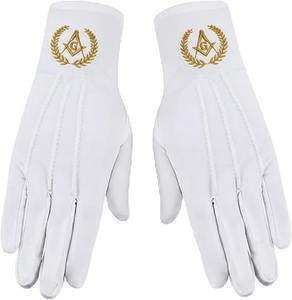 ถุงมือผ้าฝ้ายปักลายเมสันแกรนด์ลอดจ์ - [สีขาว] ผ้าฝ้าย 100% ปักลายสัญลักษณ์เมสัน ขนาดเดียวใส่ได้ส่วนใหญ่ - Product Image 1