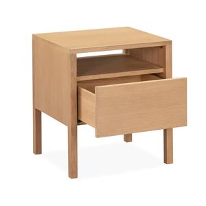 Nightstand made of Solid Teak Wood frame with natural color with 1 Storage Drawer and <b>high</b> quality material for Indoor use. - Product Image 1