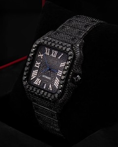 Reloj de Diamantes Moissanite VVS Premium para Hombre, Estilo Hip Hop, Personalizado, de Lujo, Mecánico, con Esfera Negra, Cristal, Dorado y Plateado - Product Image 1