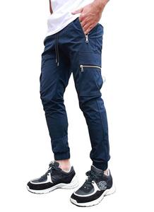 Pantalon cargo pour homme, coupe slim, couleur noire, 100% coton, respirant, pantalon cargo streetwear avec poches pour un usage décontracté - Product Image 2