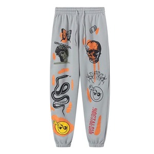 Pantalon de jogging décontracté Harajuku pour hommes Sports de plein air lavé 100% coton écologique Costume de rue haute automne hiver - Product Image 3