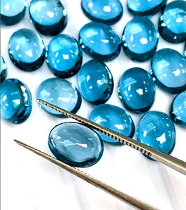 Attractive London Blue Topaz semiprecious 14x10mm - 16x12mm รูปไข่ลอนดอนสีฟ้า Topaz Cabochon ของขวัญสำหรับเธอ - Product Image 1