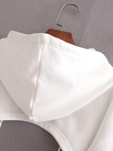 Ensemble de sweat-shirts à capuche surdimensionnés en coton avec impression personnalisée XS Col rond Crop Top Hoodies Femmes Style sportif Hiver Demi - Product Image 3