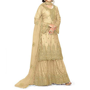 Vestido de fiesta formal tradicional pakistaní bordado pesado de gran venta hecho de tela sedosa para eventos indios - Product Image 2