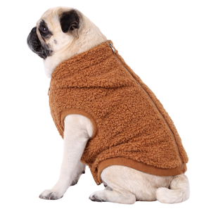 Caramel Sherpa <b>Dog</b> Jacket Soft Fleece Zip Vest Warm Cozy Winter Pet Outerwear for Small and Medium <b>Dogs</b> - Product Image 3