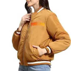 Chaquetas de mujer informales personalizadas de satén de última moda de nuevo estilo más vendidas, chaqueta universitaria de satén con cremallera para mujer - Product Image 4