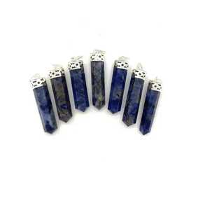 Venta caliente tapa de plata Reiki collar amatista Natural piedra cristal punto colgante moda piedra preciosa curación niños - Product Image 6