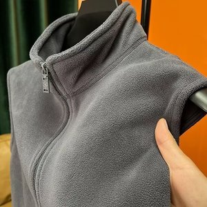 Oem Customized Logo Design trendy versatile spring and autumn style casual <b>vest</b> warm fleece Jacket - Product Image 3
