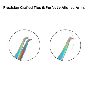 Pinces à cils professionnelles en acier inoxydable pour extensions de cils, pointe inclinée, longueur 10 mm - Product Image 4