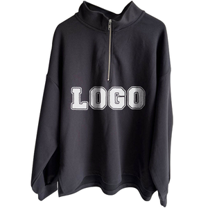 2025 OEM personalizado impresión Logo Unisex Casual 100% algodón sudaderas con capucha cuello alto Tops manga larga media cremallera pulóver sudadera - Product Image 1