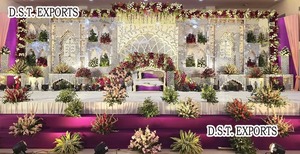 การตกแต่งเวทีงานแต่งงานธีมราชวงศ์โรมันการตกแต่งกรอบประตูงานแต่งงานสีขาวแกรนด์โกลด์การตกแต่งเวทีเจ้าสาว - Product Image 5