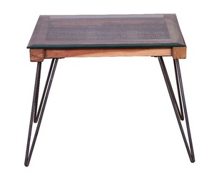 Alyssa Table d'appoint en bois de manguier avec dessus en verre portable Table basse légère et moderne pour meubles de maison décoratifs - Product Image 3