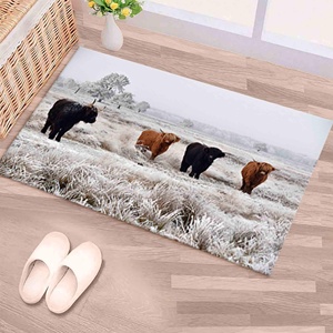 Tapis Vache des Highlands, Tapis imprimé, Grand tapis de style farmhouse, Tapis à poils doux - Product Image 1