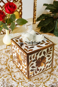 Caja de pañuelos con incrustaciones de nácar hecha a mano, elegante decoración de mesa, soporte para pañuelos Tradebyd - Product Image 6