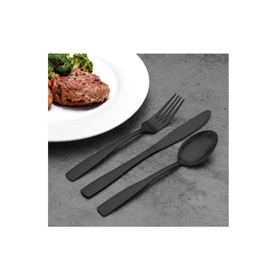 Argenterie noire en acier inoxydable miroir Couteau Fourchette Cuillère Ensemble Ustensiles à manger pièce de design - Product Image 1