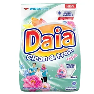 ผงซักฟอก daia Hijab ผงซักฟอกทำความสะอาดและสดชื่น1,6กก. ผงซักฟอกสำหรับซักผ้าขายส่ง