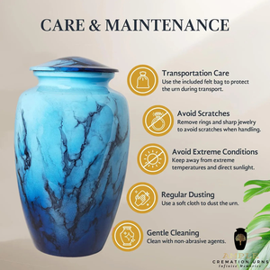 Metal Blue Cremation Urn Elegant Aluminum <b>Memorial</b> Urn with Meena Coating Large <b>Keepsake</b> Sizes Secure & Engravable - Product Image 5