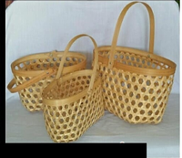Panier ovale en bambou 3 pièces personnalisable artisanat écologique pour décoration de salon accessoires de décoration intérieure