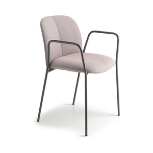 Stackable Upholstered Metal Arm Chair, Painted Frame, for Restaurant and Office - Product Image 1
