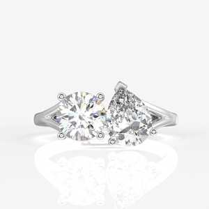 Round and Pear Cut Moissanite Diamond Toi Moi Sterling Silver <b>Ring</b> - Product Image 3