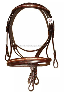 Brida de cuero auténtico para caballos, para montar en bicicleta, ecuestre, saltar con banda para la frente, Noseband y riñas - Product Image 5