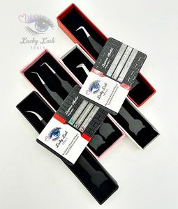 Pinzas negras mate con forma de gato y logotipo personalizado, herramientas de extensión de pestañas de acero inoxidable con puntas plateadas para pestañas postizas - Product Image 3