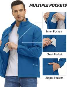 Chaqueta Softshell para Hombre, Diseño Elegante, Tejido Elástico, Resistente a la Intemperie, Cortavientos, Impermeable, Transpirable, Chaquetas Softshell OEM - Product Image 4