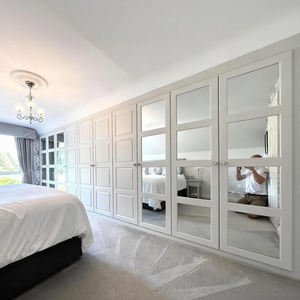 BALOM Meubles de chambre à coucher modernes en bois sur mesure, armoire avec <span class=keywords><strong>porte</strong></span> coulissante en verre et miroir, grand <span class=keywords><strong>placard</strong></span> de rangement - Product Image 3