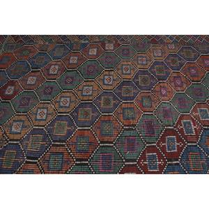 Alfombra Turca Vintage de 5.6x9.2 pies (170x281 cm), Alfombra de Lana Azul Kilim - Product Image 4